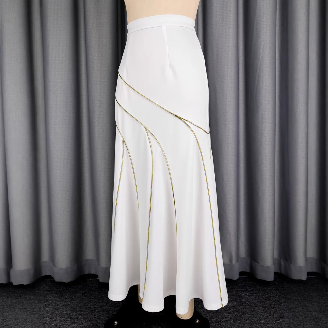 Damen eleganter Rock mit geschwungenen Ziernähten Drune