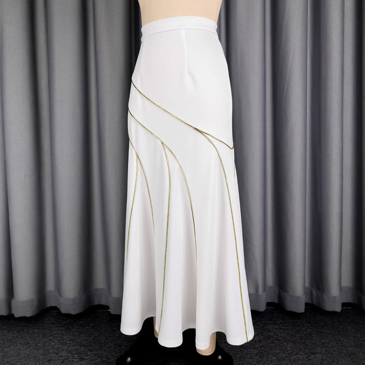 Damen eleganter Rock mit geschwungenen Ziernähten Drune