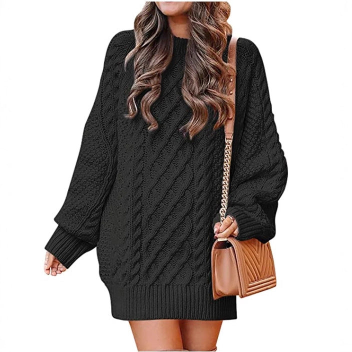 Damen Großer Strickpullover mit Zopfdesign Drune