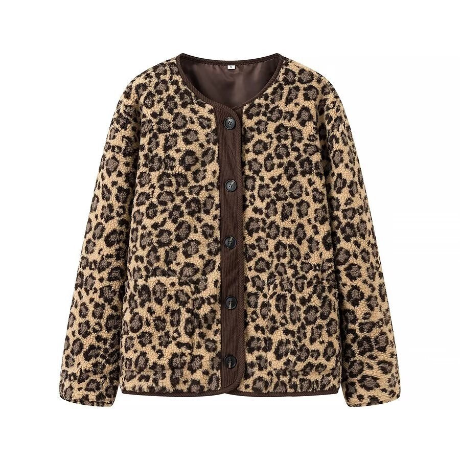 Damen Leo-Muster Plüschjacke Drune