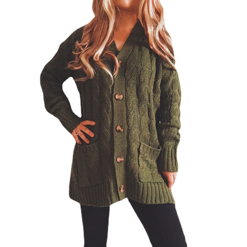 Damen Strickjacke mit Knopfdetails und tiefem V-Ausschnitt Drune