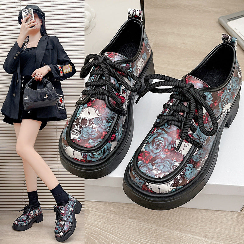 Damen Modische Plateausneaker mit floralem Muster und ausgefallenem Design Drune