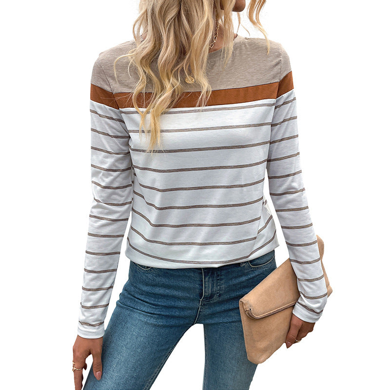 Damen Langarmshirt mit gestreiftem Design und innovativem Farbblock Drune