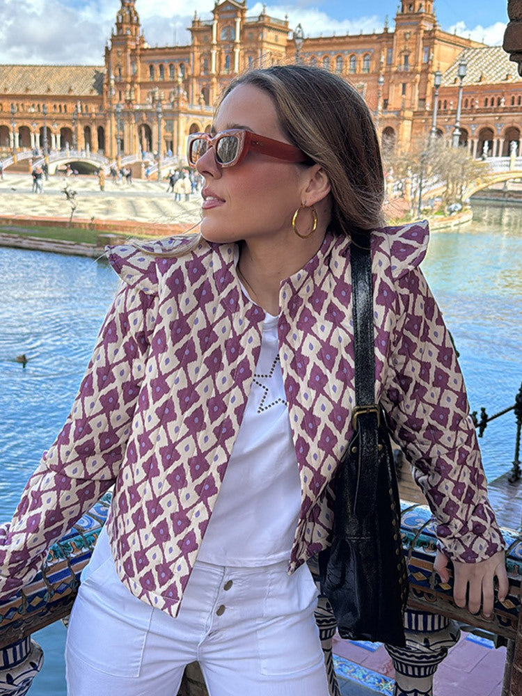 Damen modische Jacke mit Volant und stilvollem Muster Drune