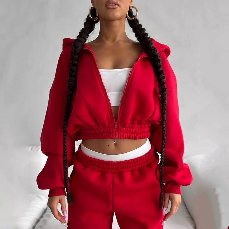 Damen Sportlicher Fleece-Jumpsuit mit Kapuze und weitem Schnitt Drune
