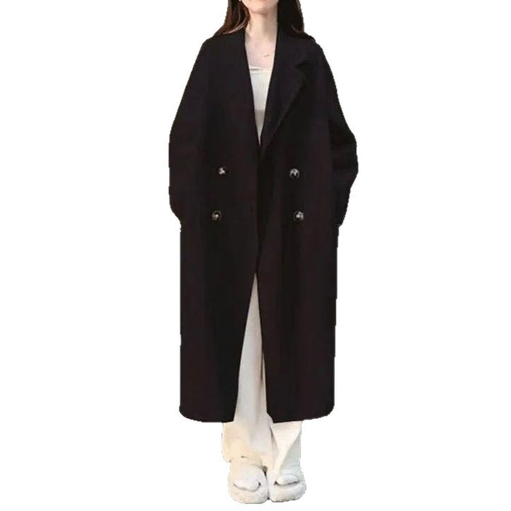 Damen Eleganter und weicher Wollmantel mit doppelter Knopfleiste Drune