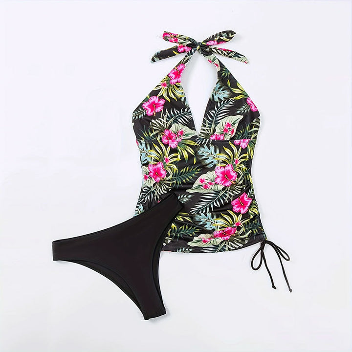 Damen Tankini-Set mit floralem Oberteil und hohem Taillenslip Drune