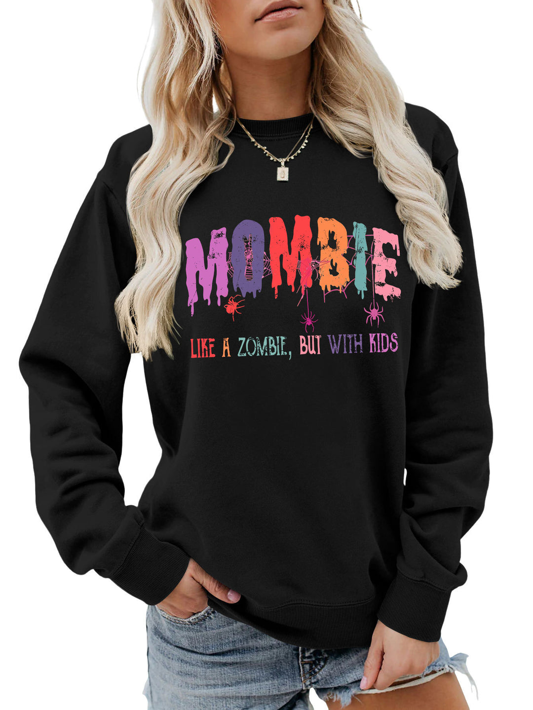 Damen Sweatshirt mit kreativem Zombie-Motiv Drune
