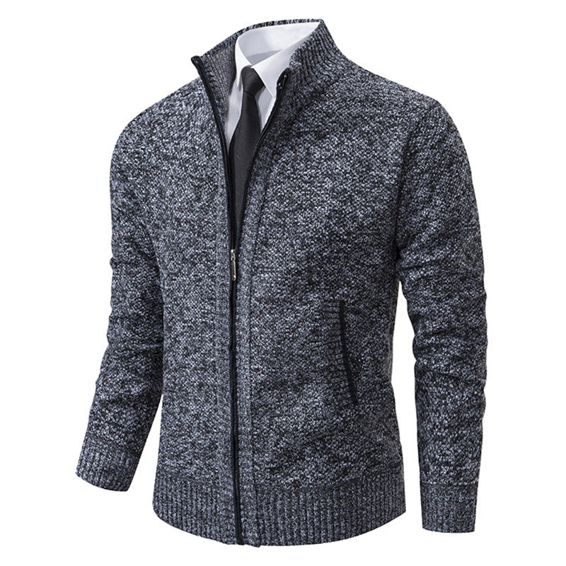 Herren elegante Strickjacke mit durchgehendem Reißverschluss und strukturiertem Design Drune