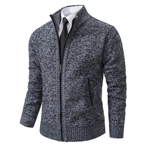 Herren elegante Strickjacke mit durchgehendem Reißverschluss und strukturiertem Design Drune