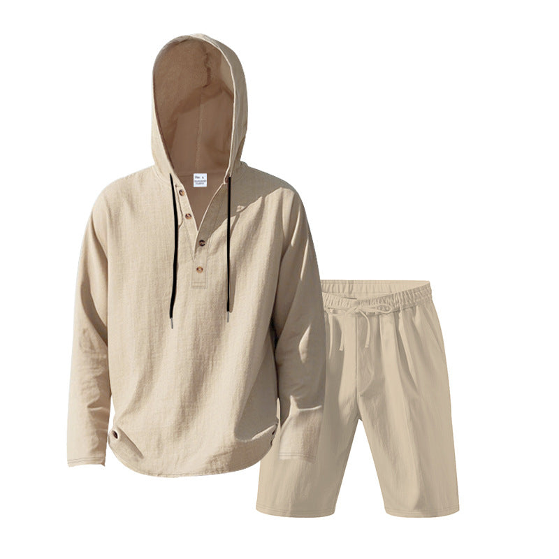 Herren lässiges Set mit Kapuze und Shorts Drune