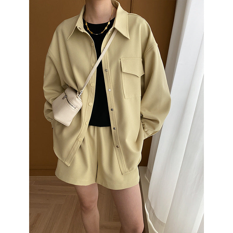 Damen lässiges Overshirt mit einstellbarem Bund und praktischen Taschen Drune