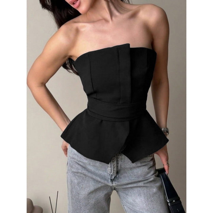 Damen Tailliertes Oberteil mit strukturiertem Design und schicker Rüsche Drune