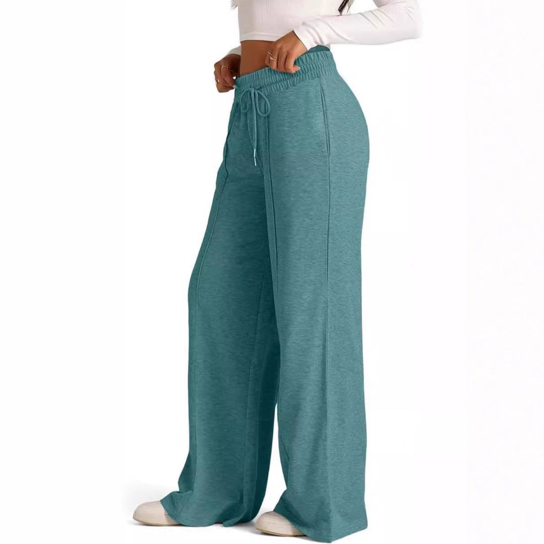Damen lässige Palazzo-Hose mit elastischem Bund und Taschen Drune