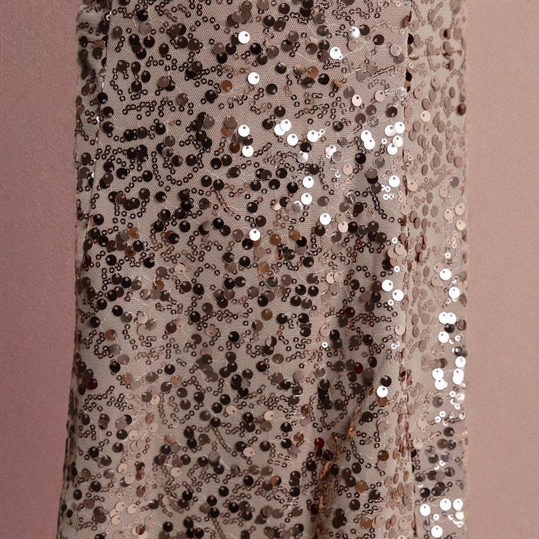 Damen Partykleid mit Glitzerpailletten und schwingendem Rock Drune