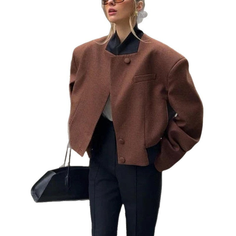 Damen modische cropped Jacke mit eleganten Knopfdetails Drune