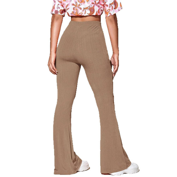 Damen Hochtaillierte Rippstrick-Leggings mit ausgestelltem Bein Drune