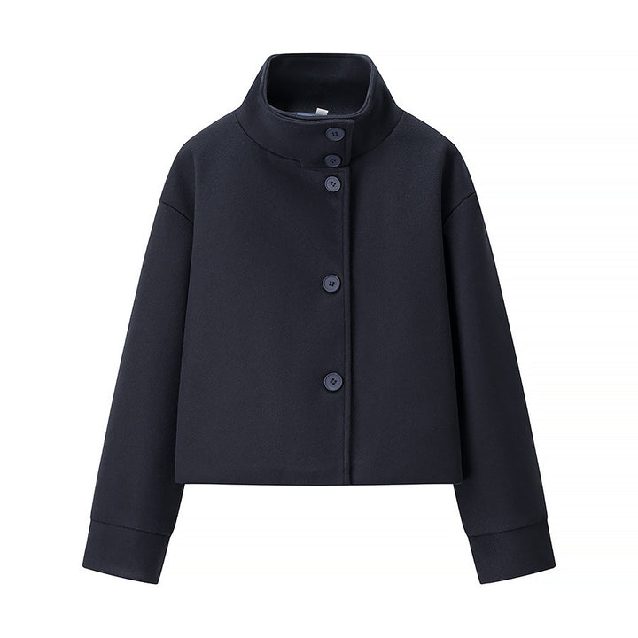 Damen cropped Blousonjacke mit elegantem Stehkragen und Knopfverschluss Drune