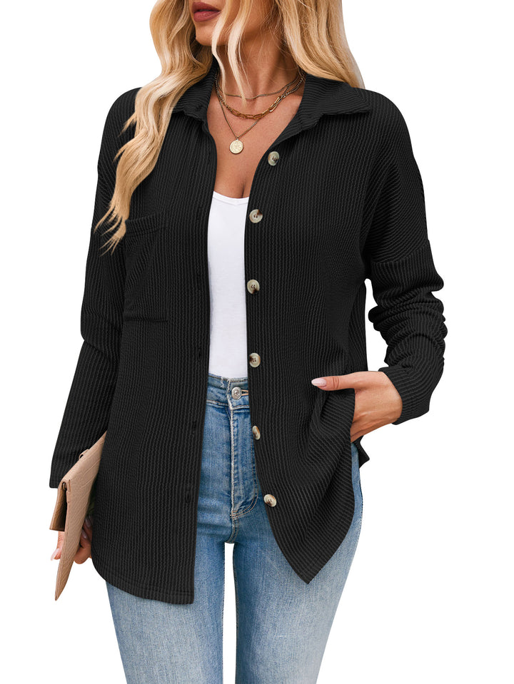Damen lässige Strickjacke mit Knopfleiste Drune