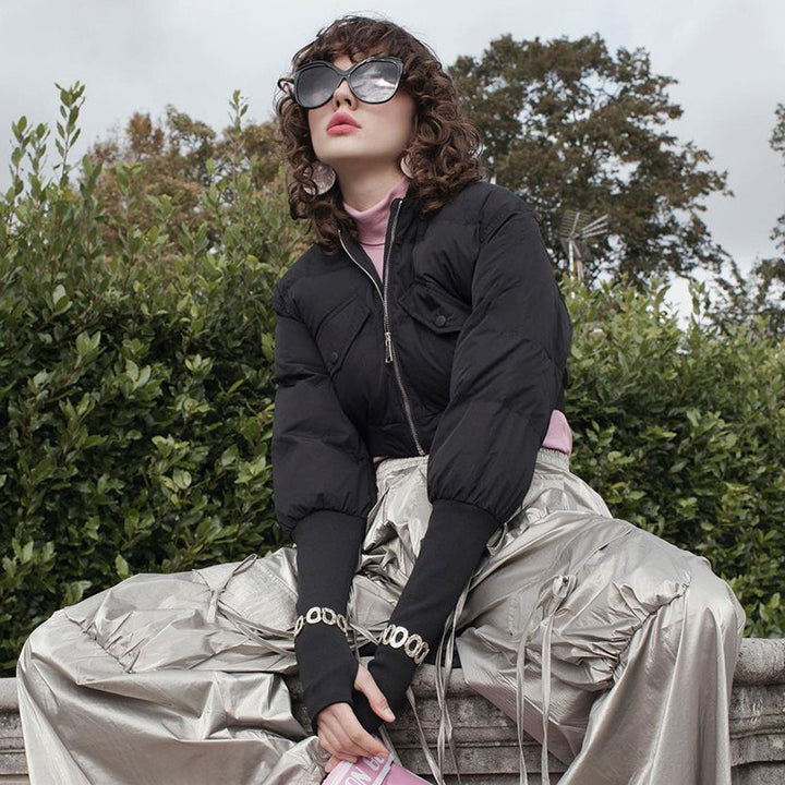 Damen Gekürzte Pufferjacke mit Verlängerten Ärmeln Drune