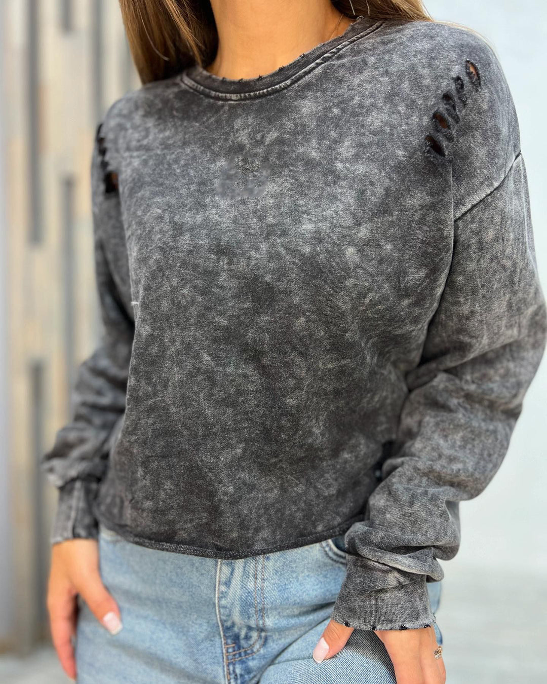 Damen lässiger, oversized Sweatshirt mit modischen Cut-Outs Drune