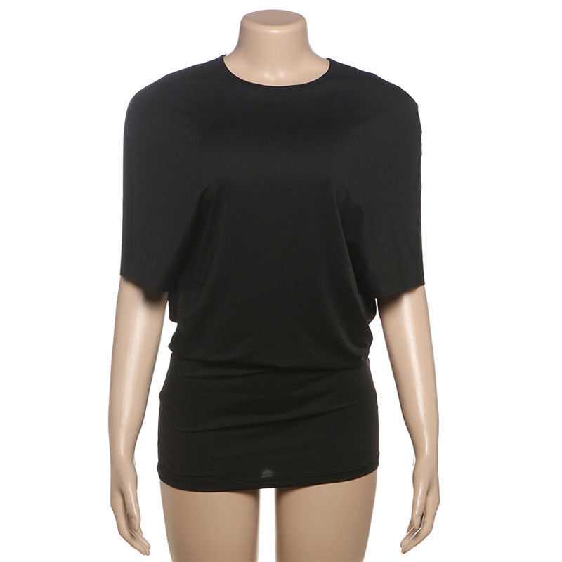 Damen figurbetontes Kurzarmshirt mit raffiniertem Schnitt und elastischem Material Drune