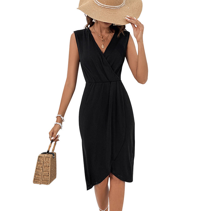 Damen Wickelkleid mit elegantem V-Ausschnitt und tailliertem Schnitt Drune
