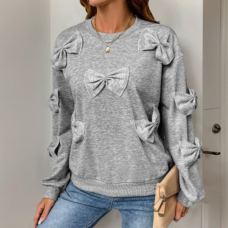 Damen Sweatshirt mit verspielten Schleifendetails und lässigem Schnitt Drune