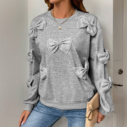 Damen Sweatshirt mit verspielten Schleifendetails und lässigem Schnitt Drune