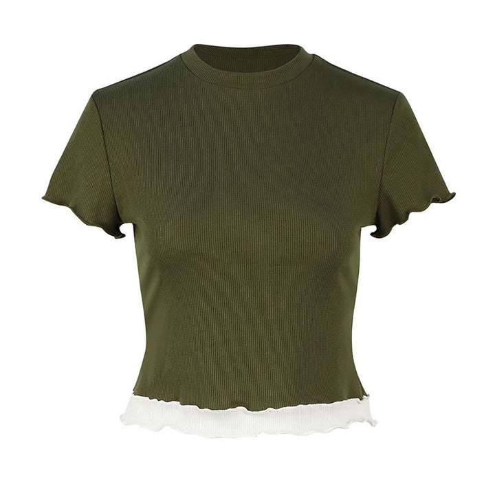 Damen Crop-Top mit Rüschendetails Drune