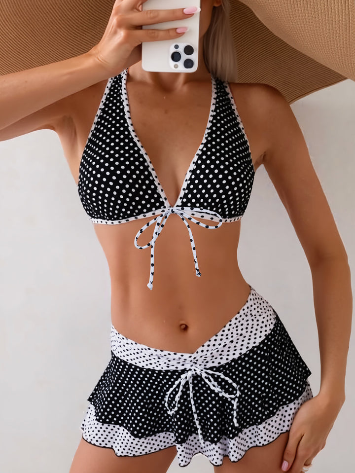 Damen Triangel-Bikini mit Rüschenrock Drune