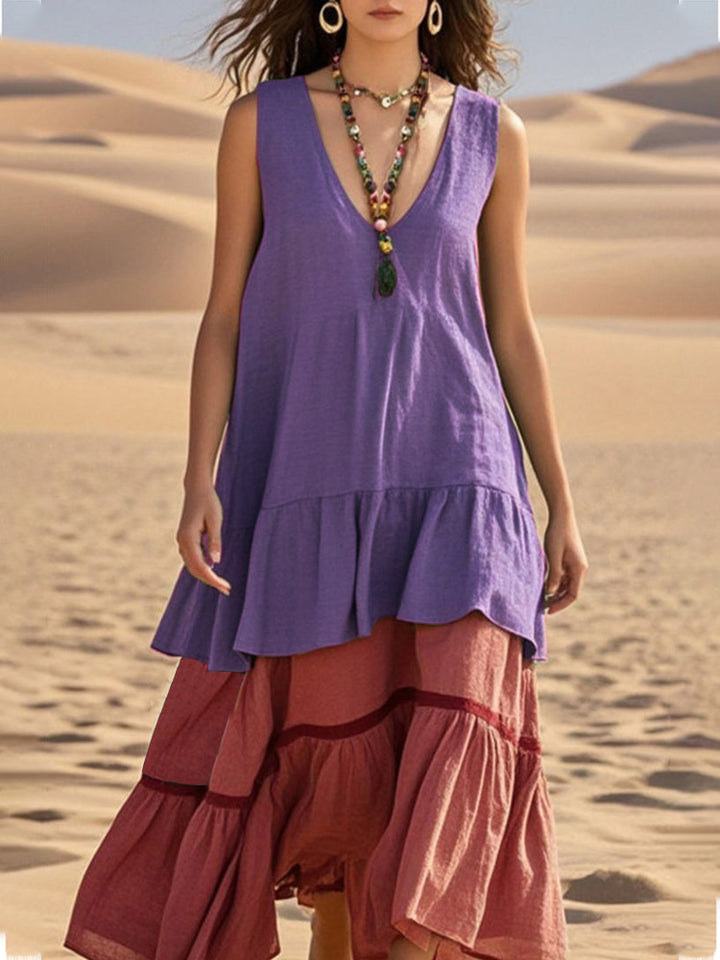 Damen lässiges Maxikleid mit voluminösem Saum Drune