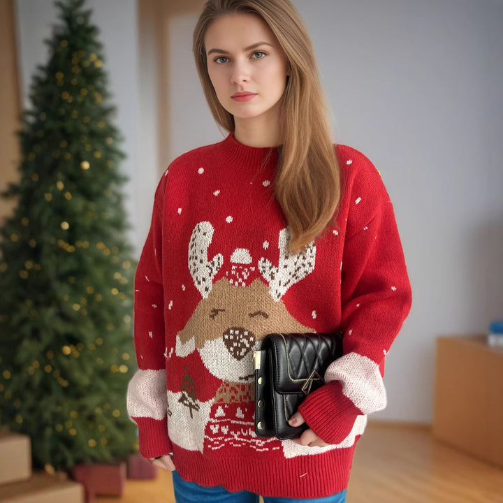 Damen Pullover mit festlichem Rentier-Motiv und himmlischem Design Drune