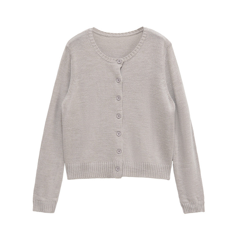 Damen kurzärmelige Strickjacke mit Knopfverschluss Drune