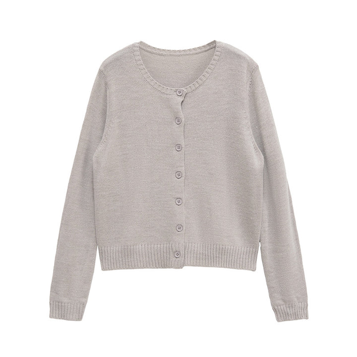 Damen kurzärmelige Strickjacke mit Knopfverschluss Drune