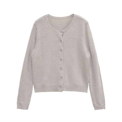 Damen kurzärmelige Strickjacke mit Knopfverschluss Drune
