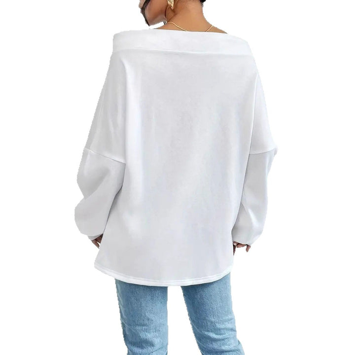 Damen lässiges Sweatshirt mit offener Schulterpartie und Kordelzug Drune