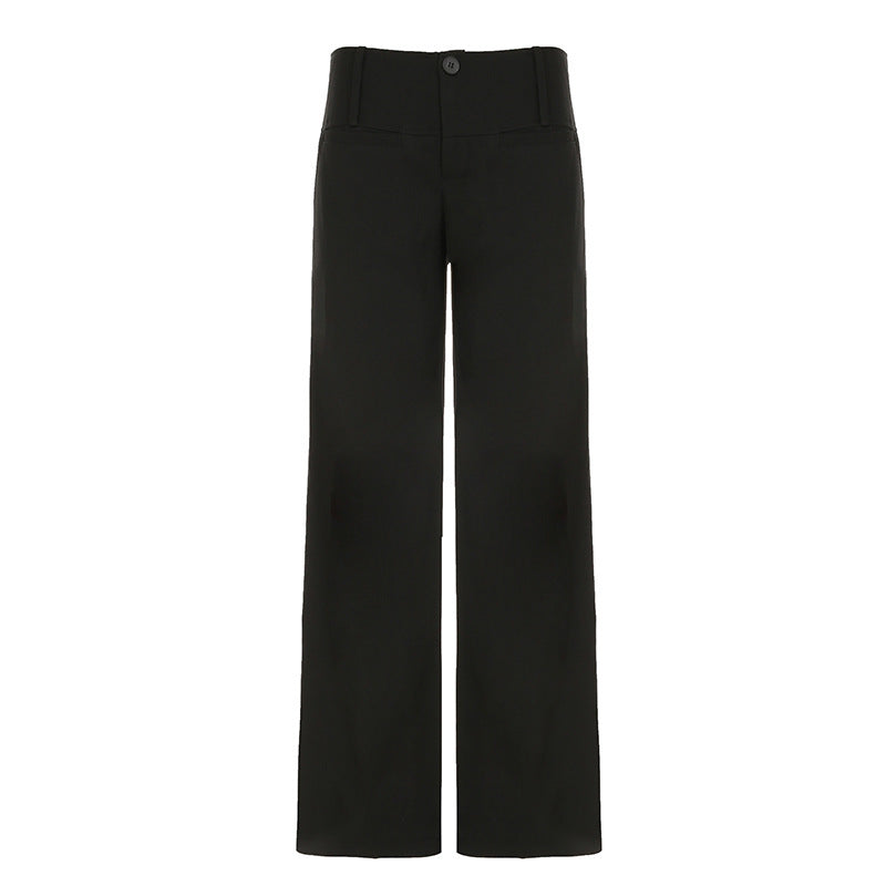 Damen Weite Chinohosen mit hohem Bund und seitlichen Taschen Drune