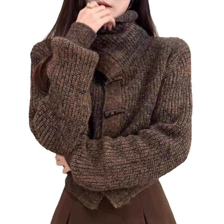 Damen Strickjacke mit stilvollem Kragen und dekorativen Knöpfen Drune