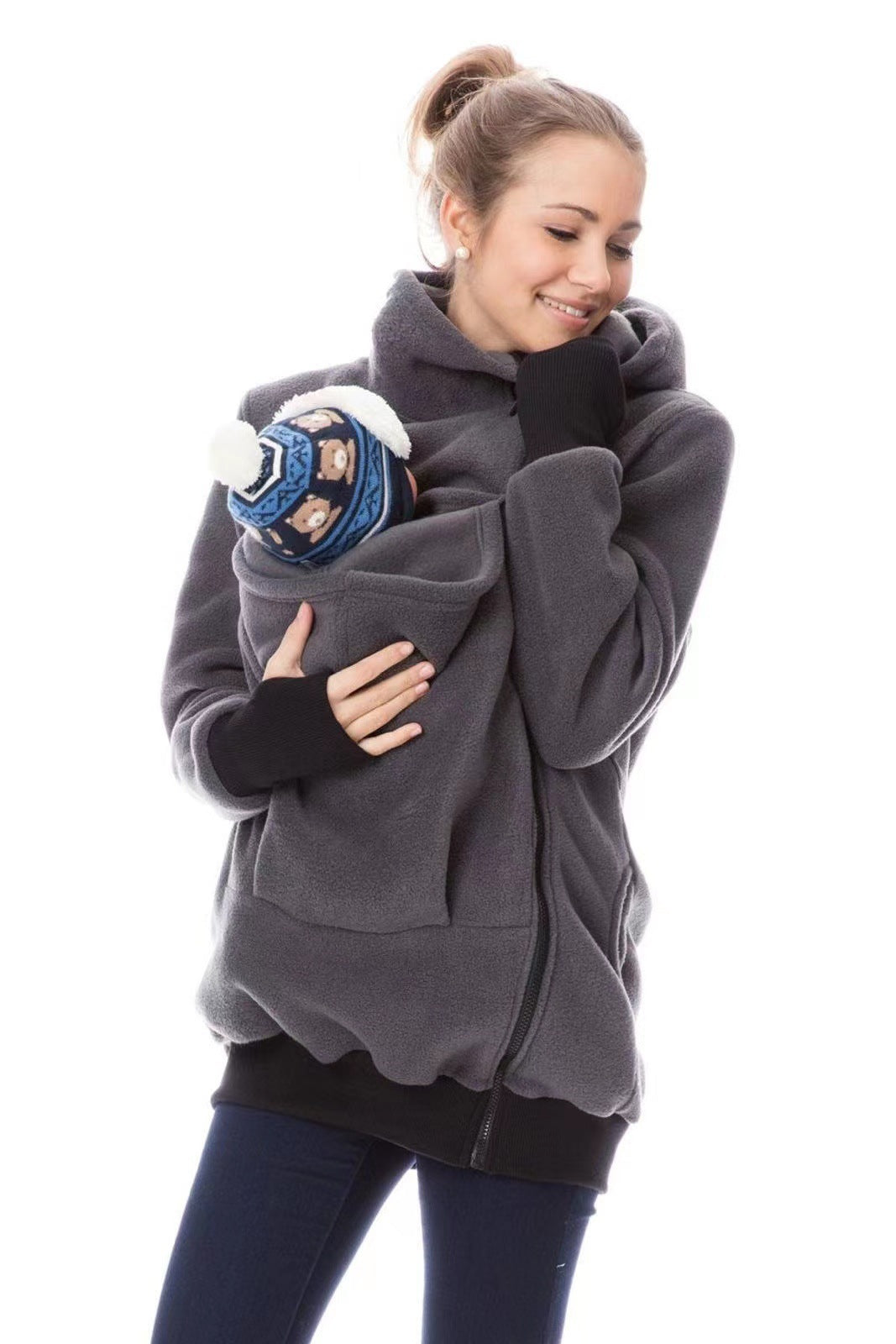 Damen Tragejacke aus kuscheligem Fleece mit verlängertem Schnitt Drune