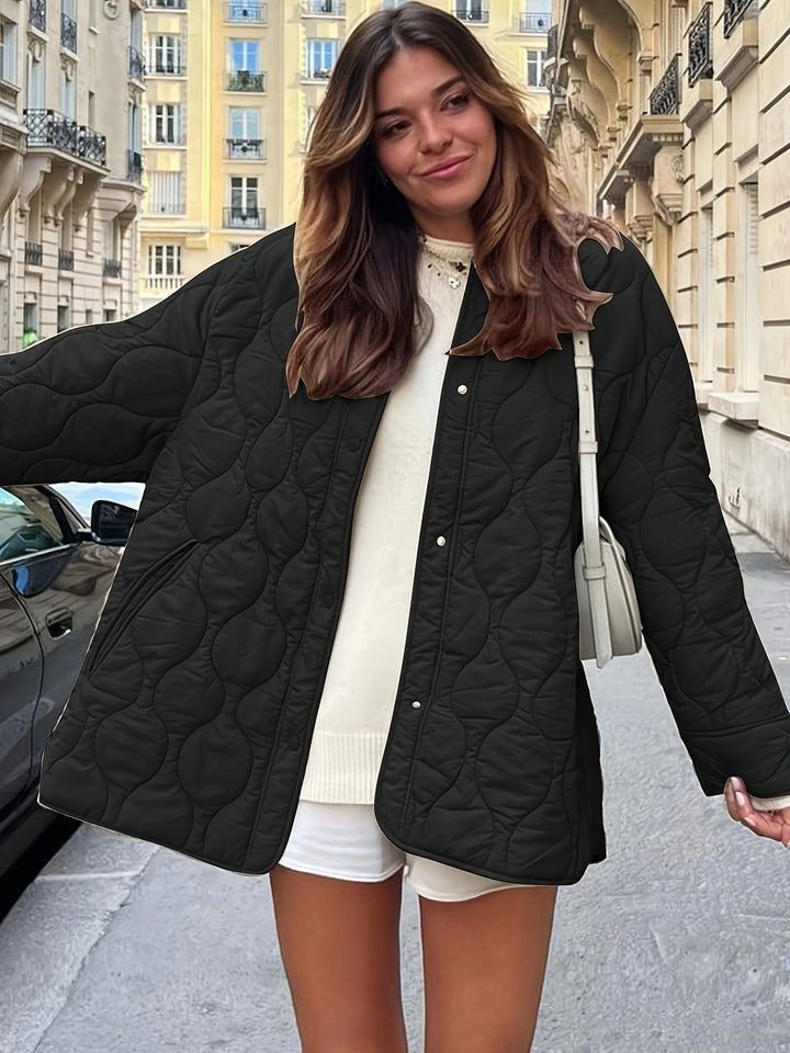 Damen Steppjacke mit großen Taschen und Rundhalsausschnitt Drune