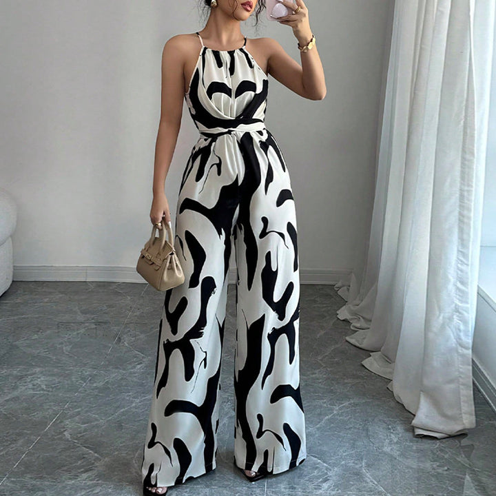 Damen Eleganter Jumpsuit mit aufregendem Muster und weitem Bein Drune