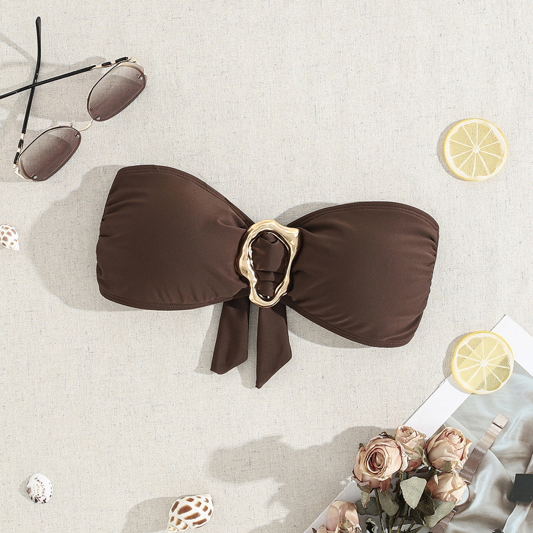 Damen Bandeau-Bikini mit eleganter Goldschließe Drune