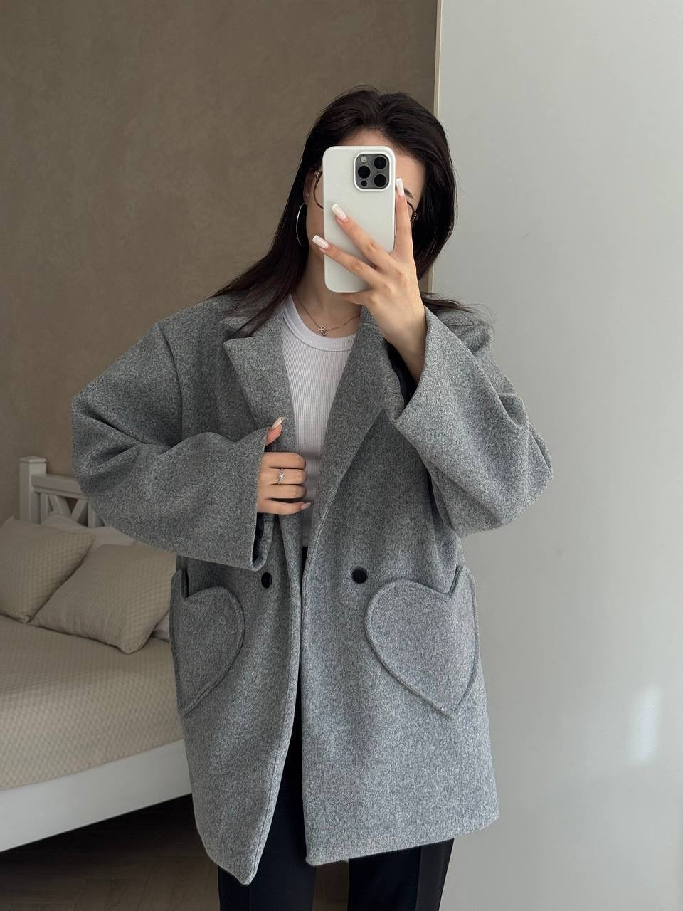 Damen modischer Oversized-Mantel mit großzügigen Taschen und Revers Drune