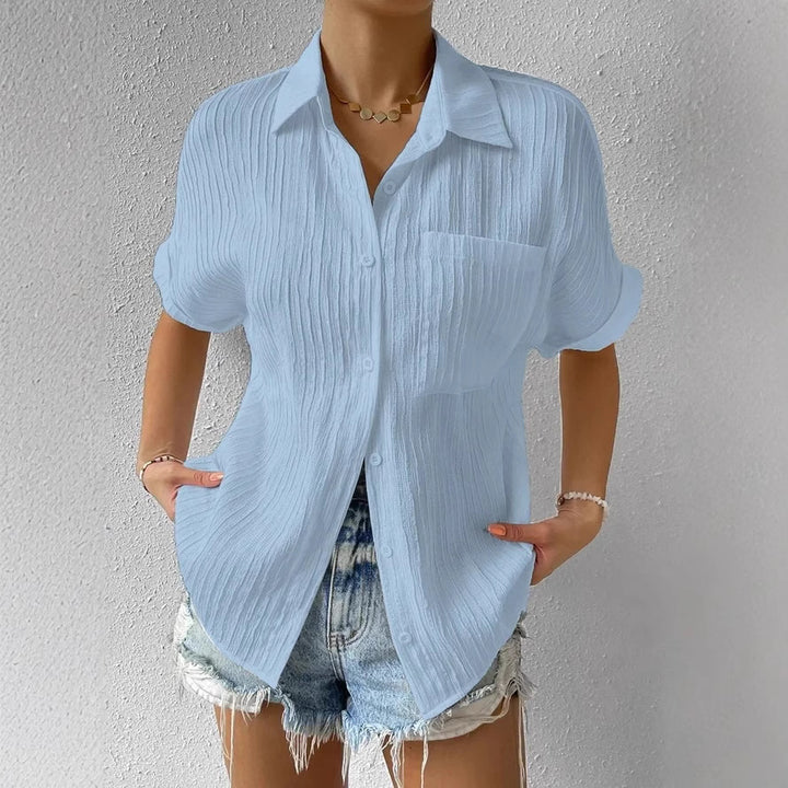 Damen Kurzarm Hemdbluse mit strukturiertem Obermaterial Drune