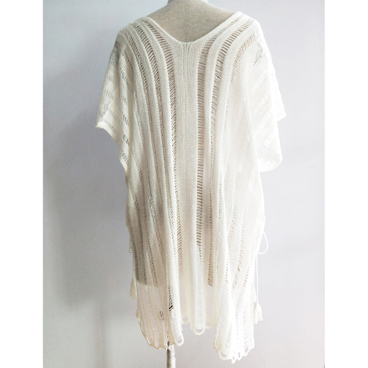 Damen lässige Strickbluse mit seitlichen Bindebändern Drune