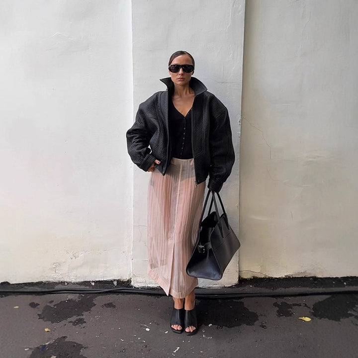 Damen Oversized Lederjacke Drune
