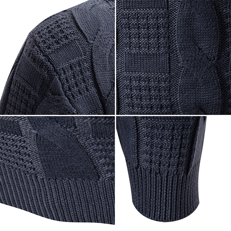 Herren Hochwertiger Grobstrickpullover mit Stehkragen und dekorativem Muster Drune