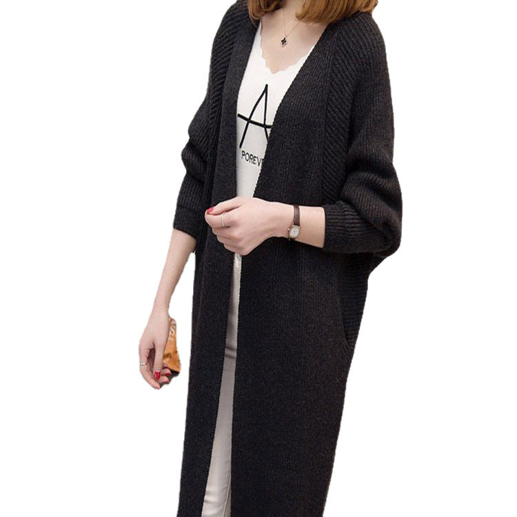 Damen lässiger Strickcardigan mit offenen Front und tiefen Taschen Drune