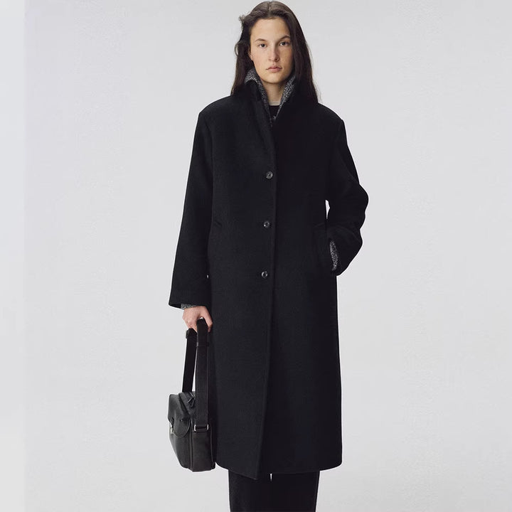 Damen eleganter, langer Mantel mit schickem Revers und aufgesetzten Taschen Drune